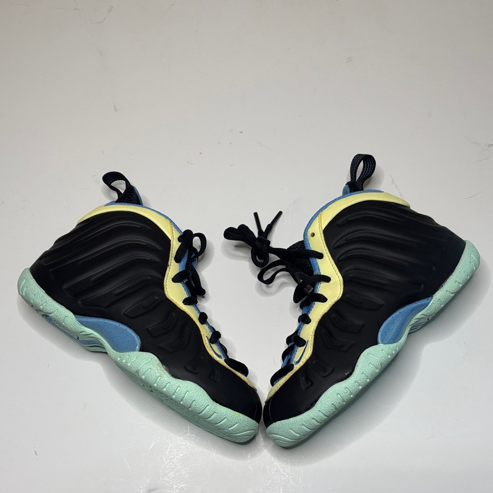 Nike Kids Black, Yellow & Light Blue Foamposite Sneakers